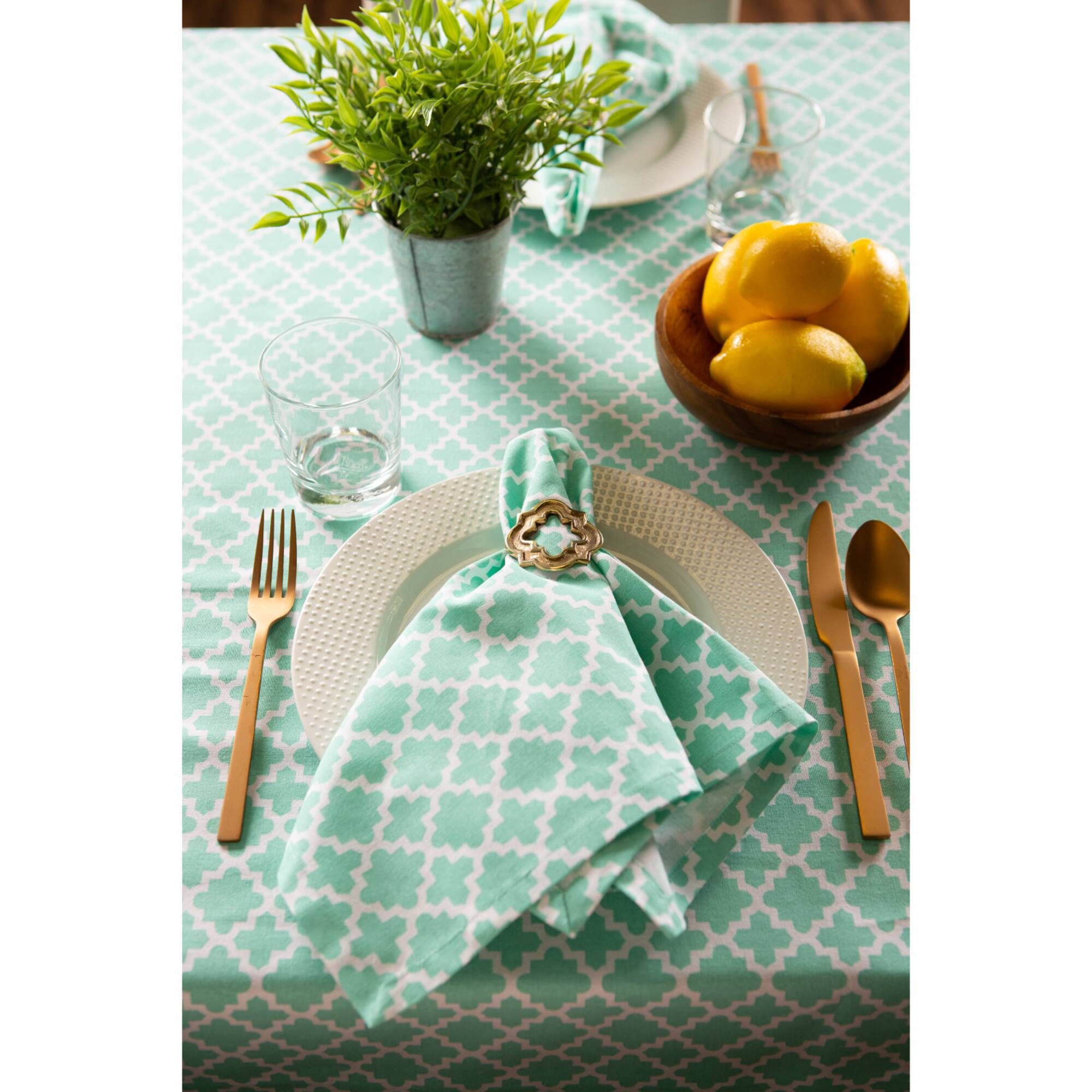Aqua Lattice Tablecloth 60" x 104"